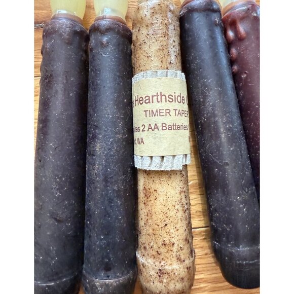 Set of 5 LED Taper Flicker Candles Beige/Dark Brown AA Batteries 6” - Picture 4 of 8